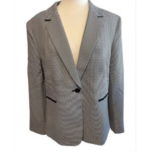NWT Tahari Arthur S.‎ Levine Blazer Sz 18 Houndstooth Long Sleeve 2 Way Collar